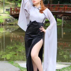 Conjunto Oriental Com Blusa Chiffon e Saia envelope de Veludo