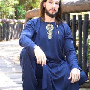 Conjunto azul bordado